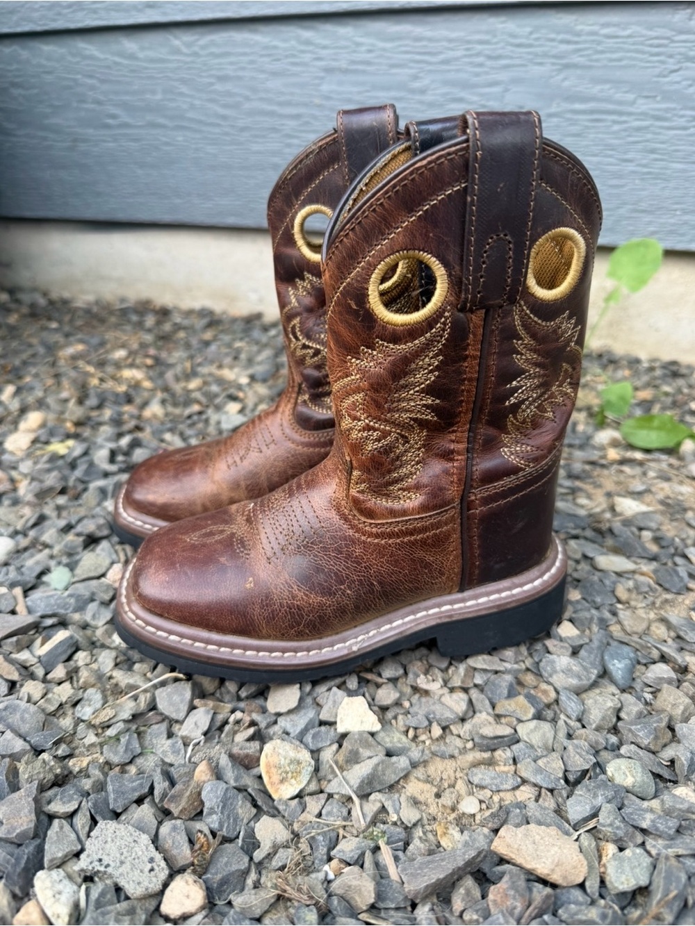Dan Post Kids 8.5D Brown Leather Western Cowboy Boots